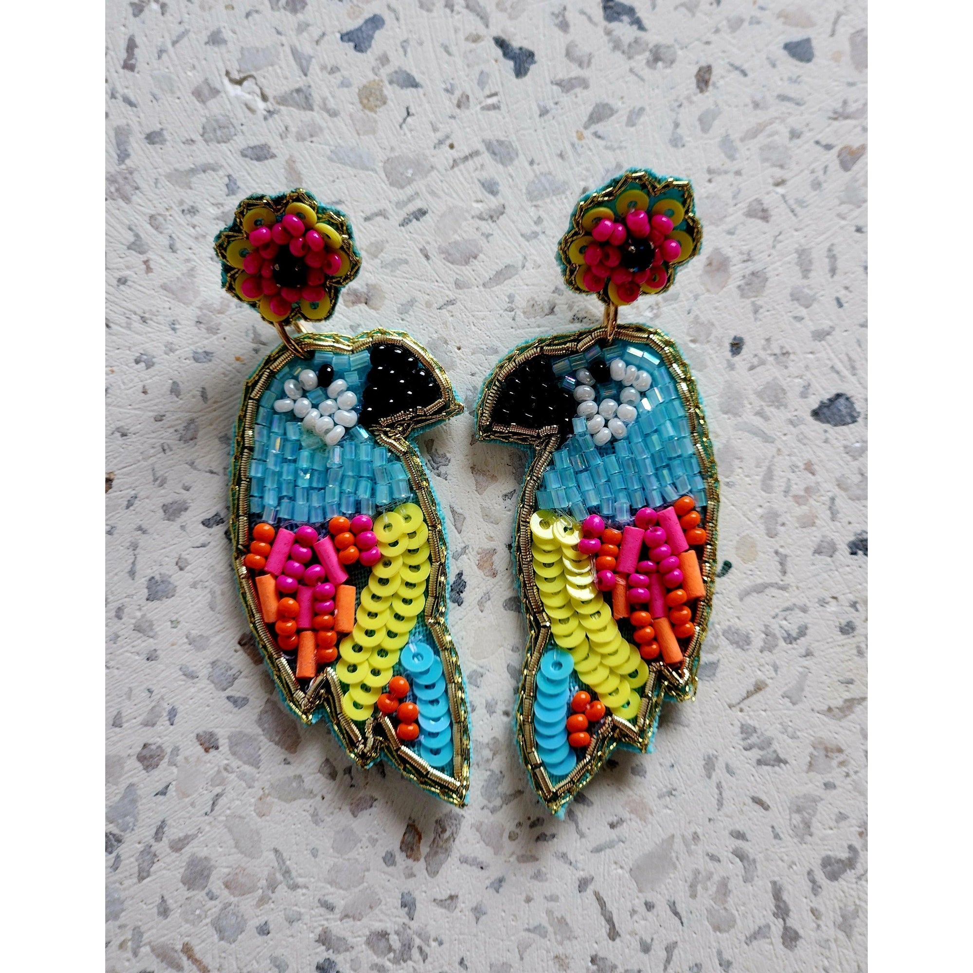 Beaded Earrings - Multi Colour Birds