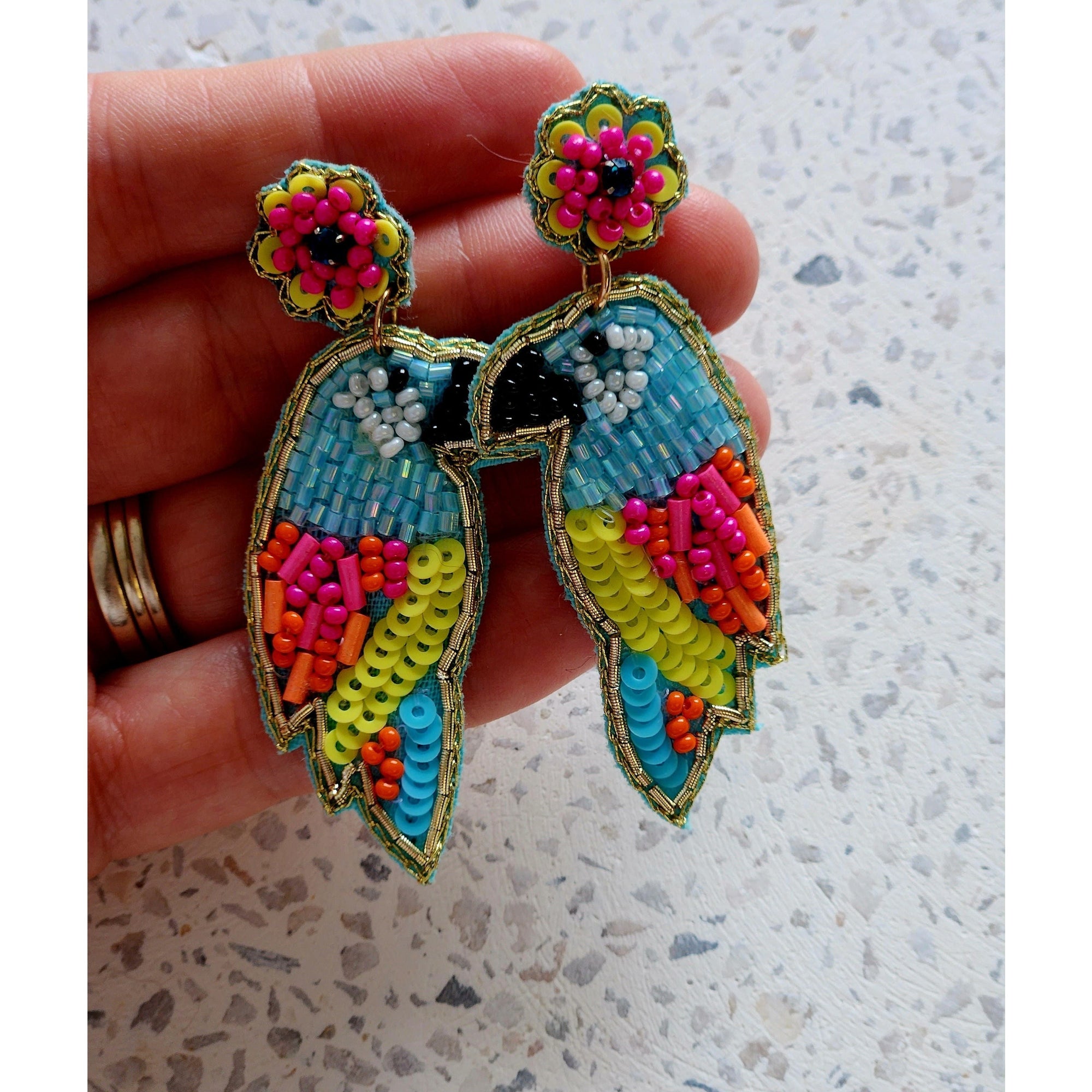 Beaded Earrings - Multi Colour Birds