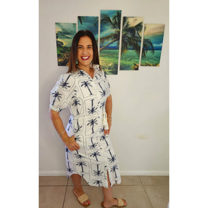 Island Vibes: Navy Palm Maxi