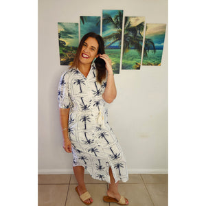 Island Vibes: Navy Palm Maxi