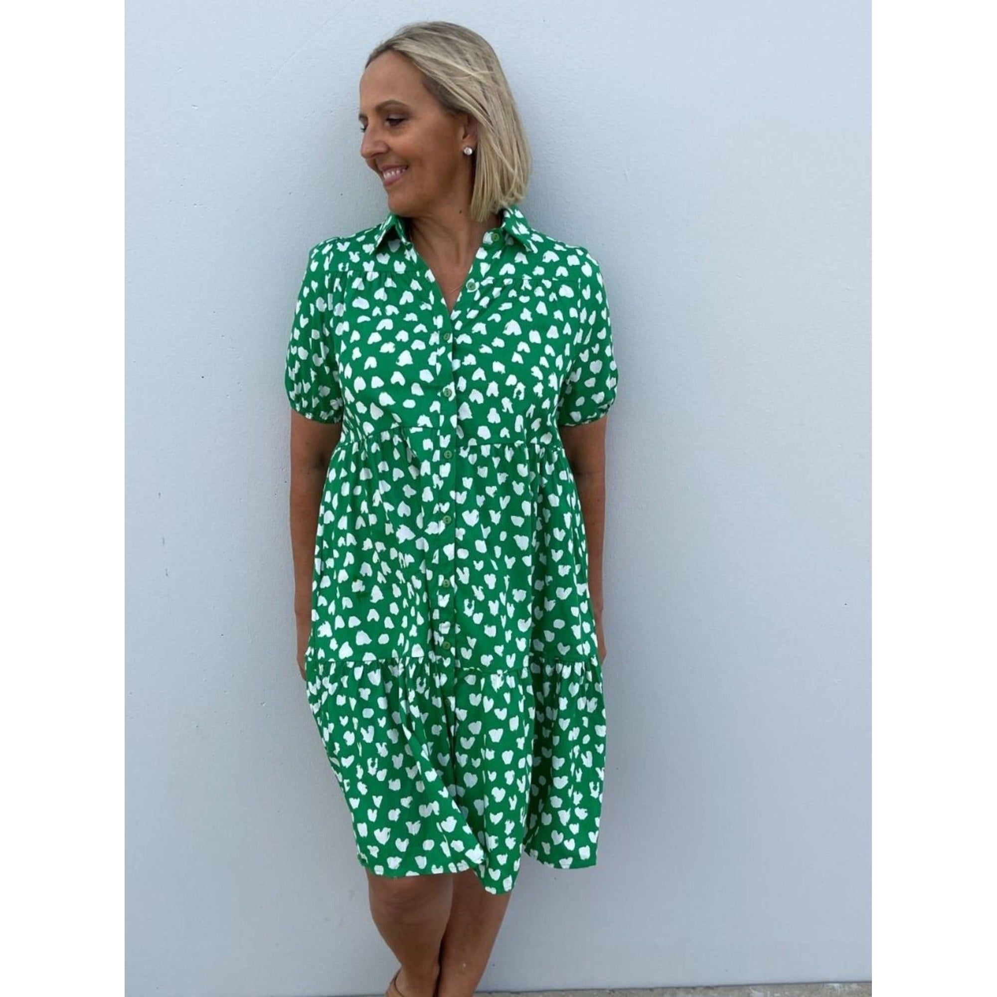 Green Heart Shirt Dress