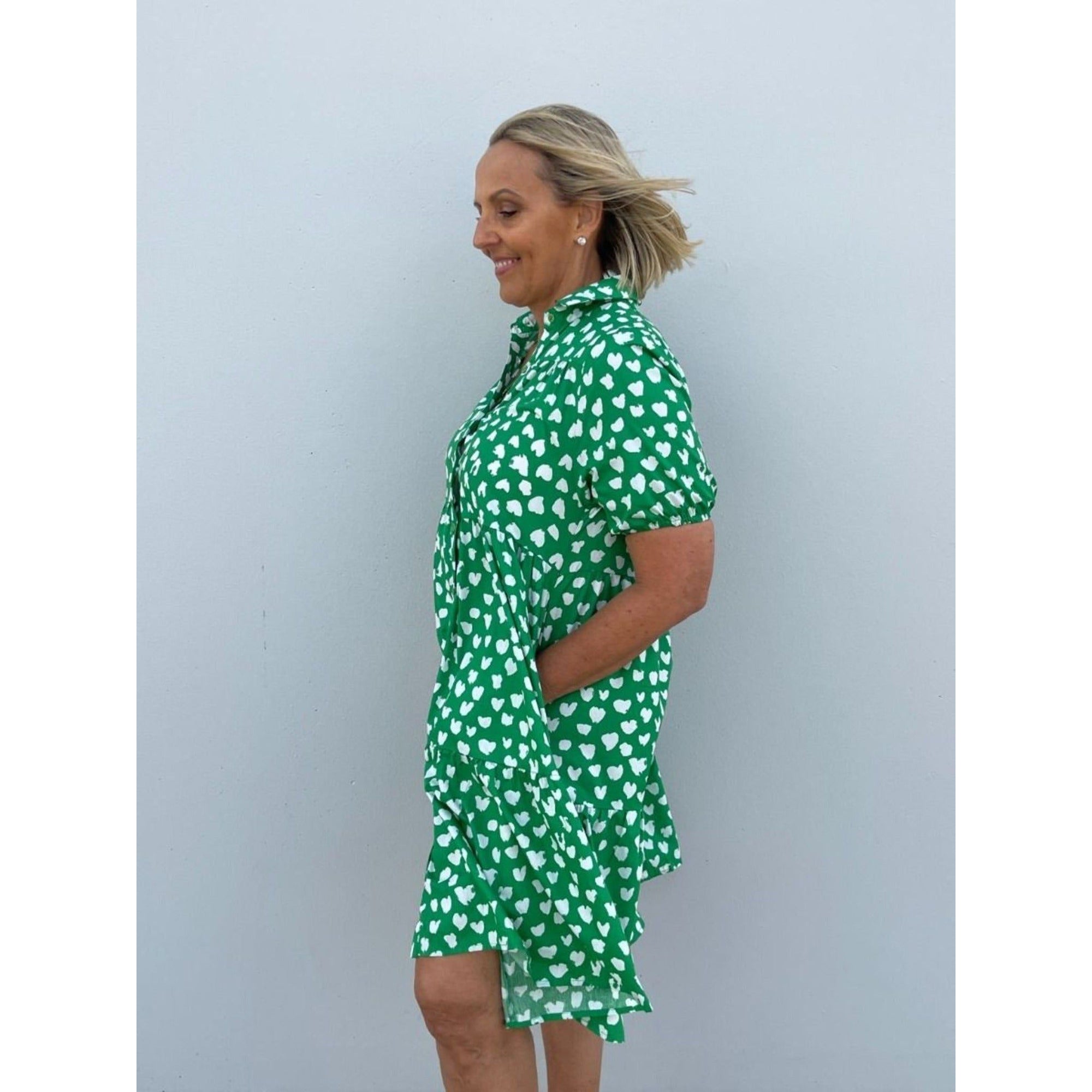 Green Heart Shirt Dress