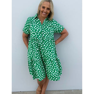 Green Heart Shirt Dress