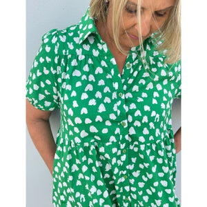 Green Heart Shirt Dress