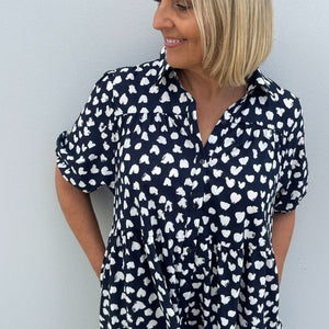 Navy Heart Shirt Dress