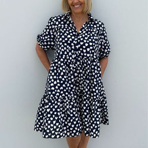 Navy Heart Shirt Dress