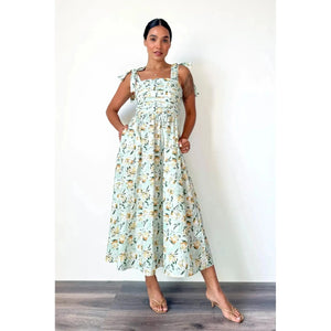 Deloris Maxi Dress - Green Floral Print