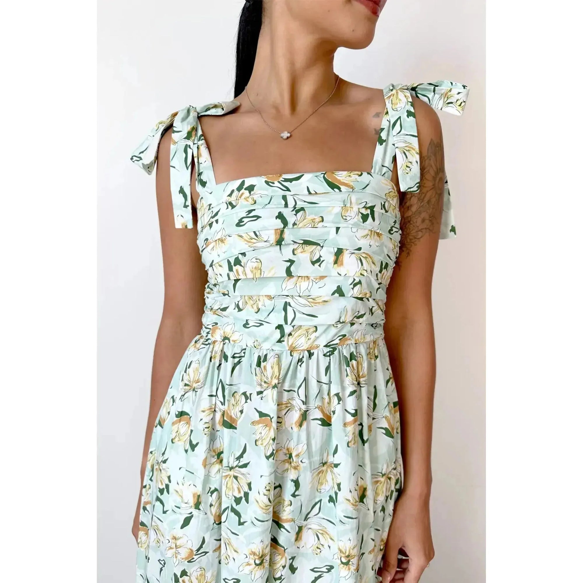 Deloris Maxi Dress - Green Floral Print