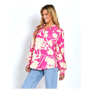 Kate Shirt - Pink Leaf